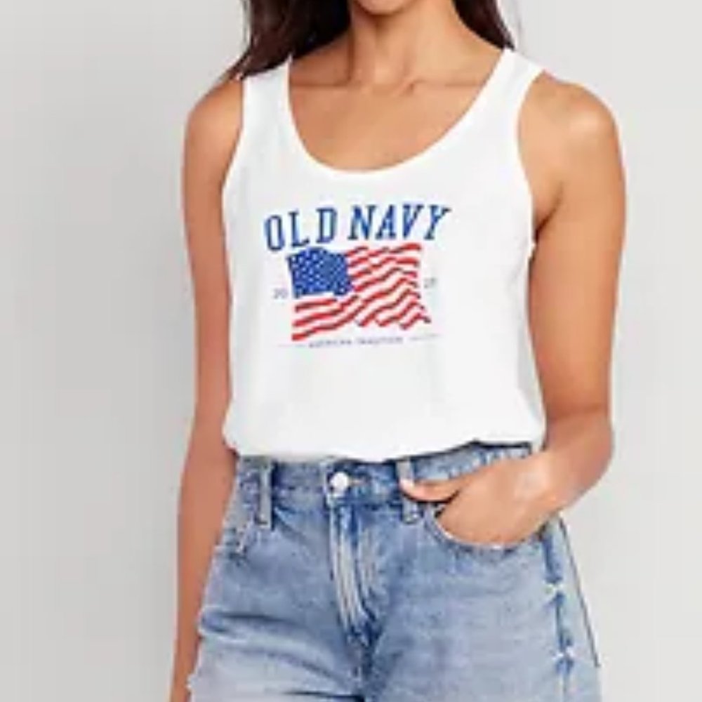 NWT OLD NAVY Matching "Old Navy" Flag Tank 2X (White)